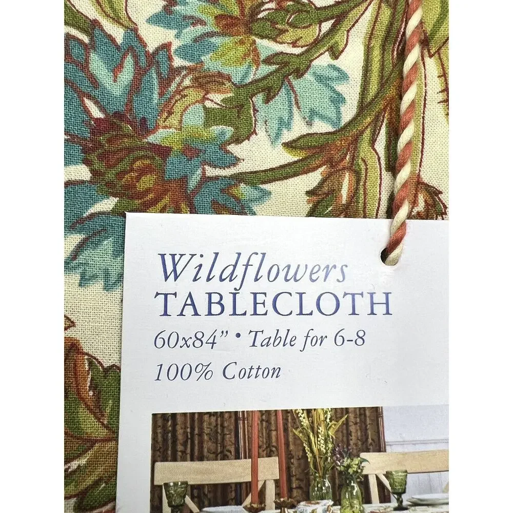 April Cornell Tablecloth 60X84” Wildflowers 3 Matching Kitchen Dish Tea Towels